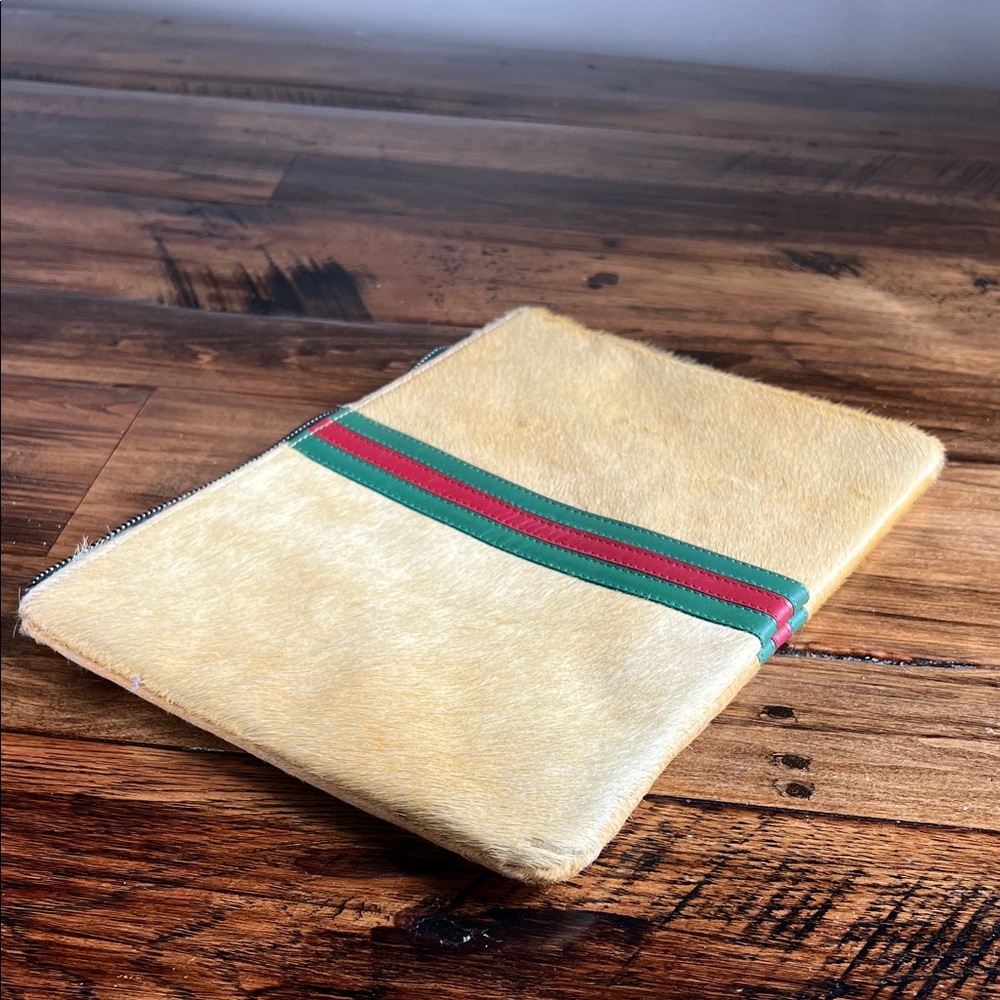 Parker & Hyde Stripe Clutch in Tan